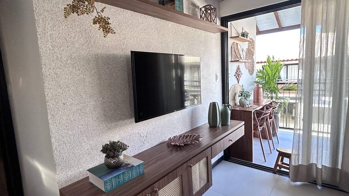 Acu da Torre Apartment | Lindo Quarto e Sala Decorado em Praia do Forte