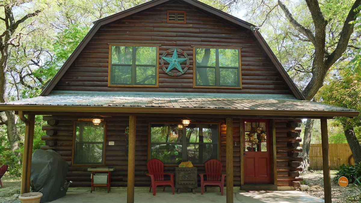 Wimberley House | Log Cabin Get Away - 2 Private River Parks/Deep Water/Rustic Cute/Pets OK
