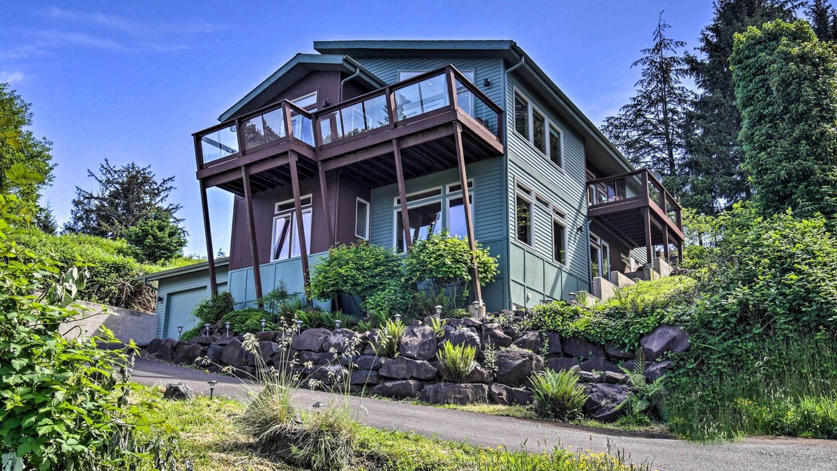 Bay City House | Luxe Coastal Haven w/Bay Views & Hot Tub