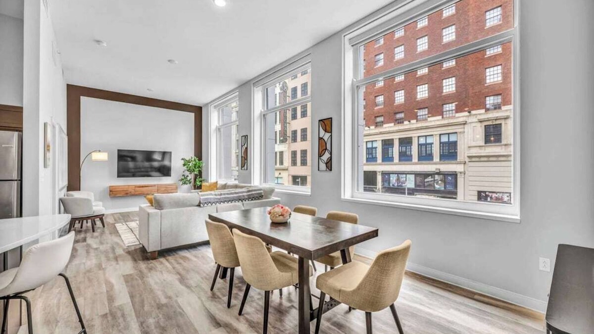 Gateway District Apartment | Luxe Flat with Heated Pool, Sauna, Rooftop Deck, Gym
