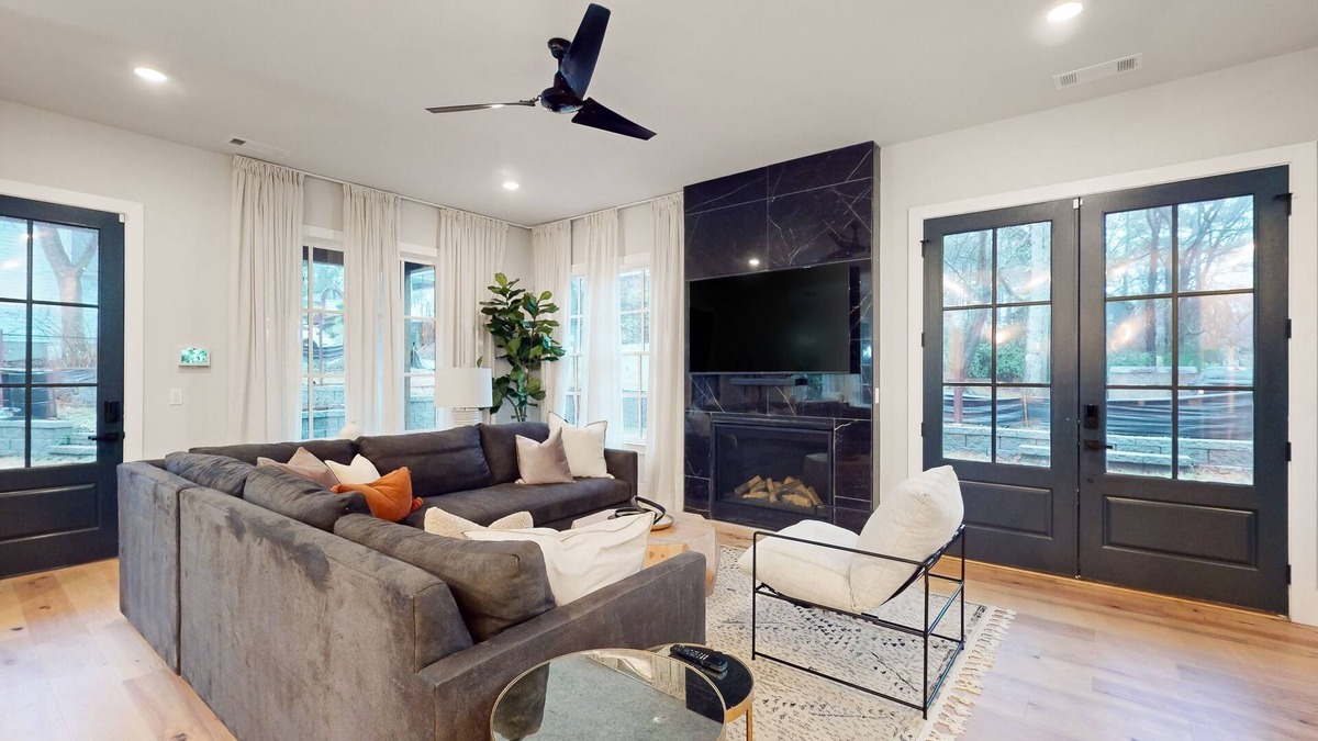 Atlanta House | Luxurious all-new townhome with fireplace, home office, central AC, & W/D