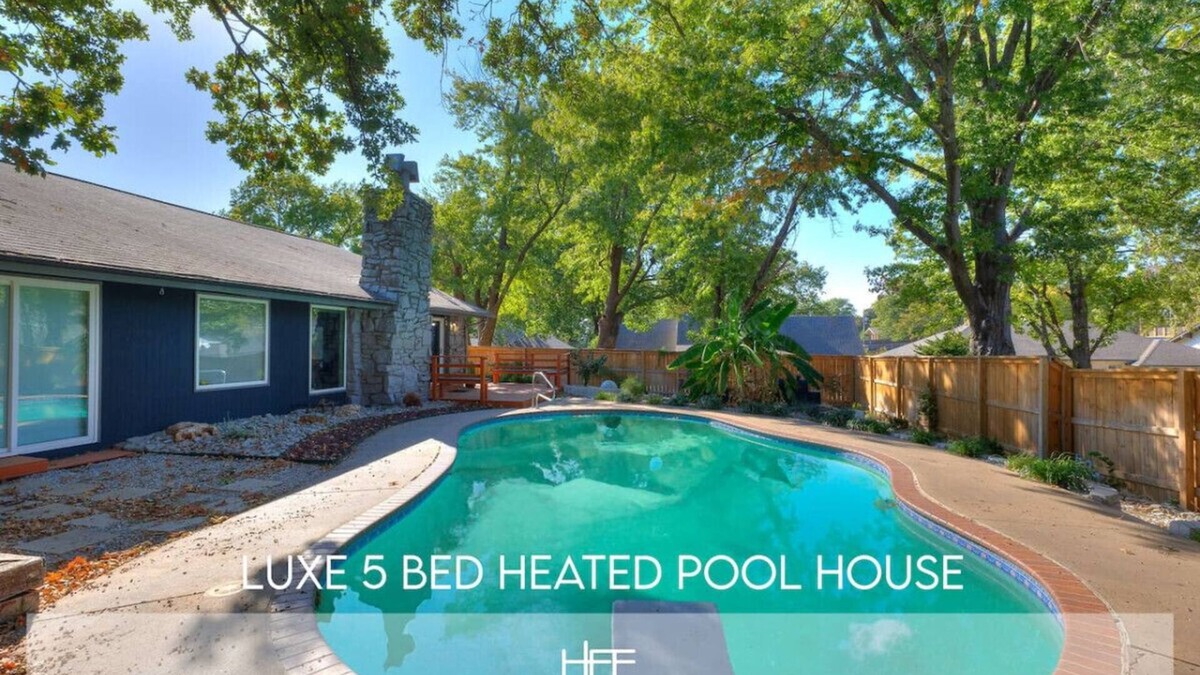 South Tulsa House | Luxury 5-Bed Heated Pool Oasis