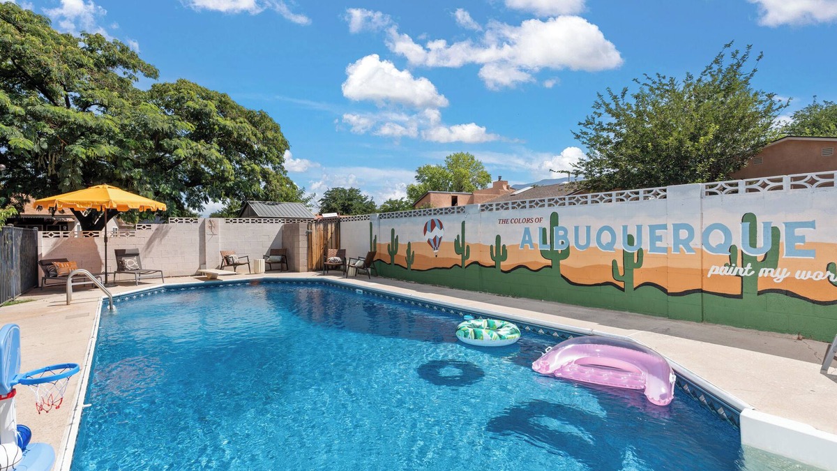 Northeast Heights House | Luxury Amenity Paradise! Sleeps 18 - Pool, Hot Tub, Game Room, Golf, Fire Pit!n