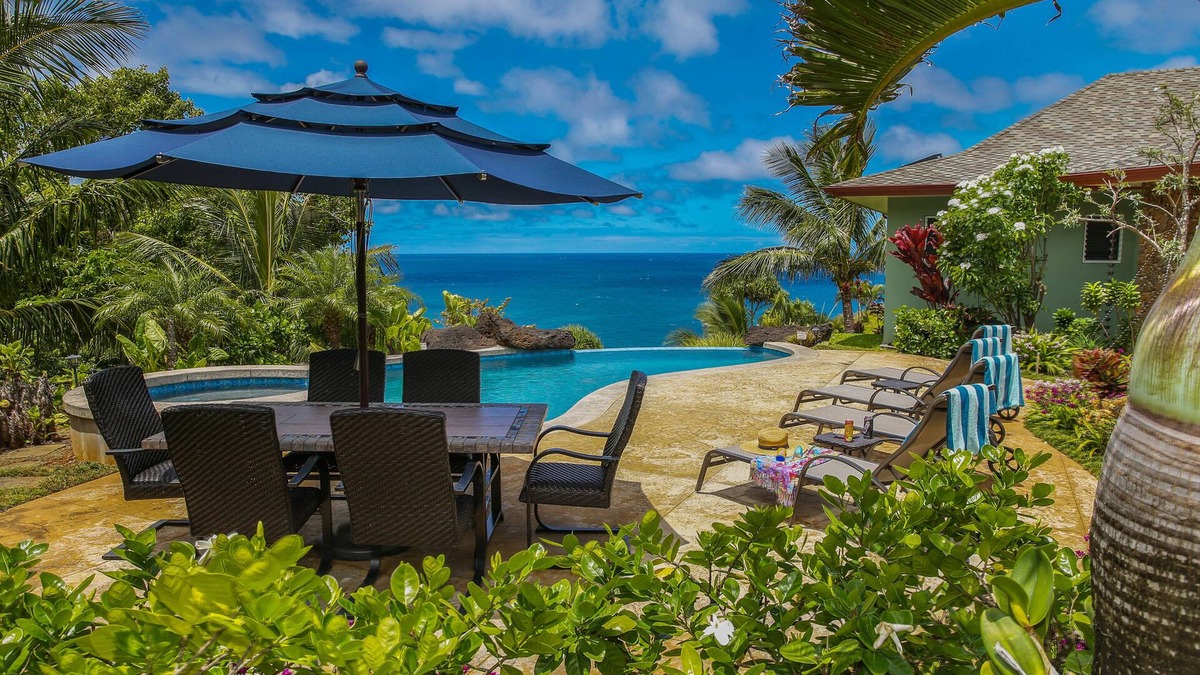 Princeville House | Luxury Home With Spectacular 180 Degree White Water Views & Infinity Edge Pool
