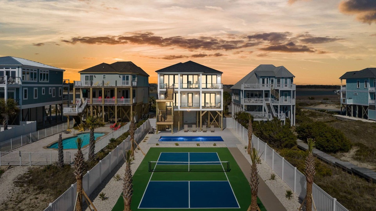 Oak Island House | Luxury Oceanfront, Pool, Pickleball, Tiki Bar & More