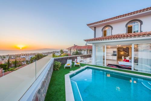 Costa Adeje Villa | LUXURY WHITE VILLA with sea view, heated pool