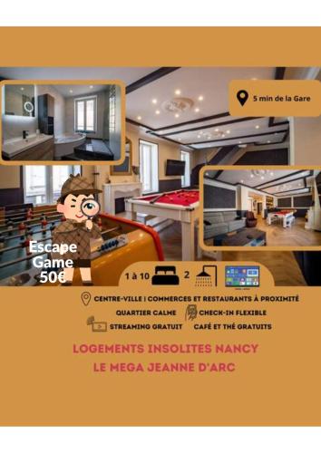 Poincare - Foch - Anatole France - Croix de Bourgogne Apartment | Méga Jeanne d'Arc Billard Baby Foot en option Escape Game Logements Insolites