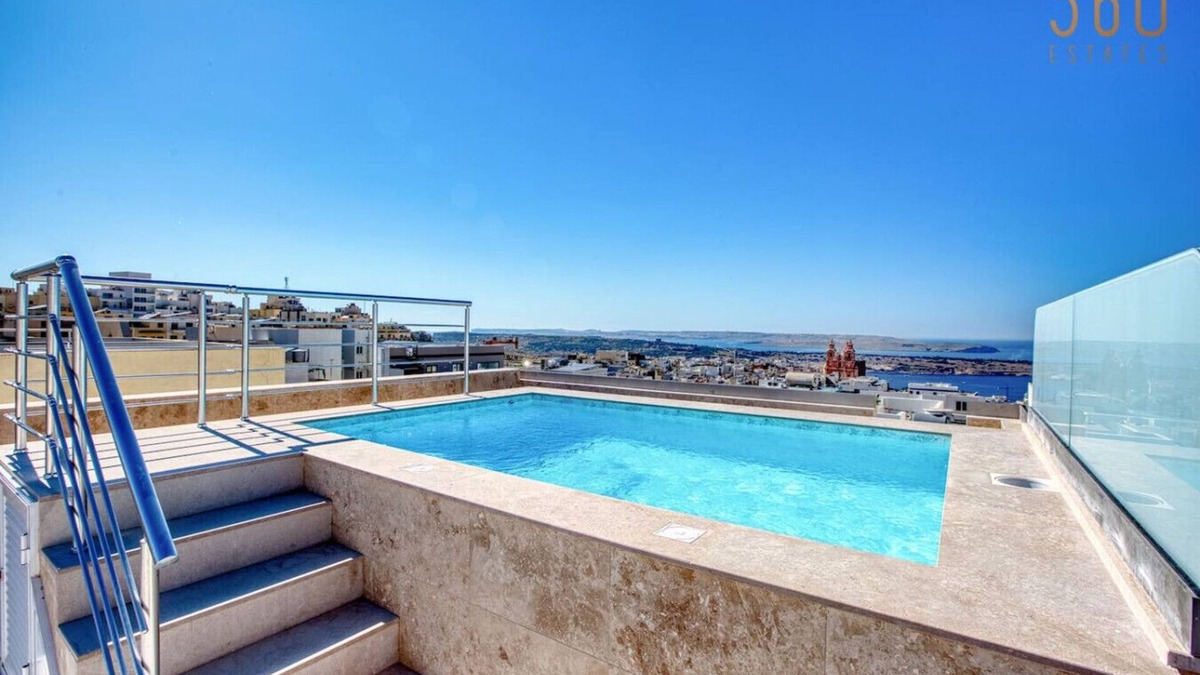 Mellieha Apartment | Modern 3BR Apt with Rooftop Pool Access, Mellieha