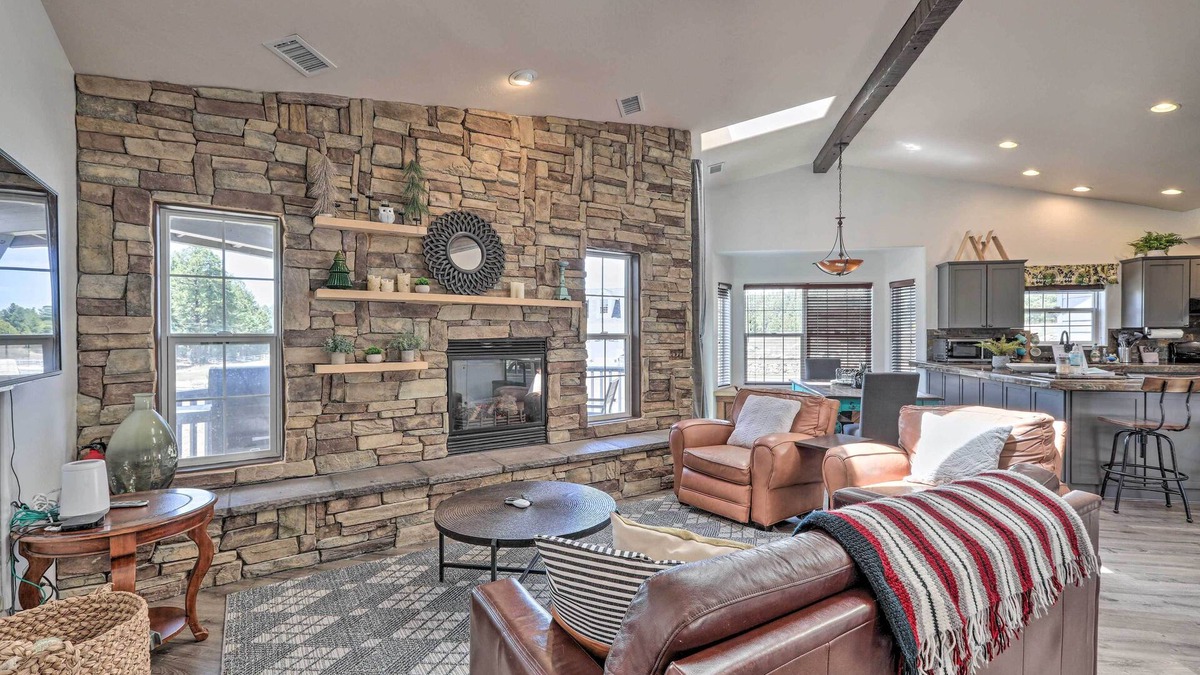 Mountainaire Cabin | Modern Flagstaff Home: Deck, Patio + Fire Pit