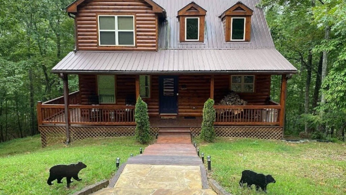 Unaka Cabin | Mountain views located on private lake all wood 3 story cabin.