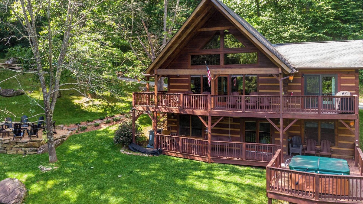 Boone Cabin | MountainTime - Pet Friendly Log Cabin in Valle Crucis with Views, Firepit, & Hot Tub!