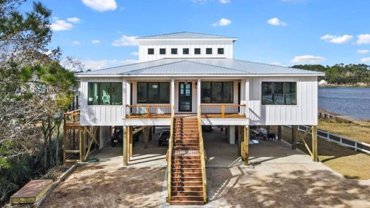 Gulf Shores House | New, bayfront custom home with pier for your boat plus outside deck