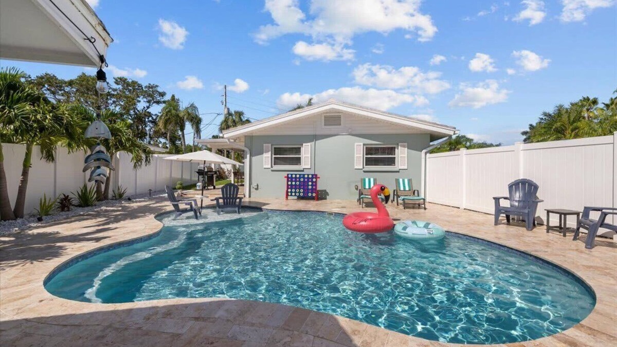 Indian Rocks Beach House | New Coastal Indian Rocks Beach Oasis | Heated Pool