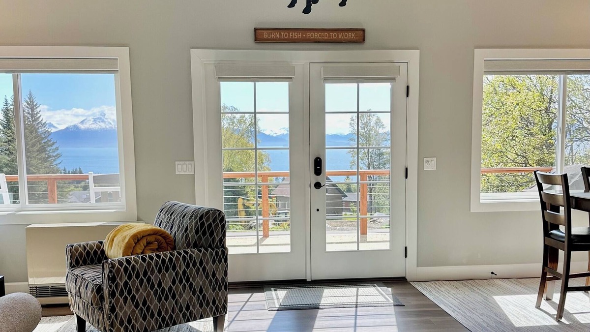 Homer Apartment | New! Gorgeous Getaway with Bay and Mountain Views and Soaking Tub.