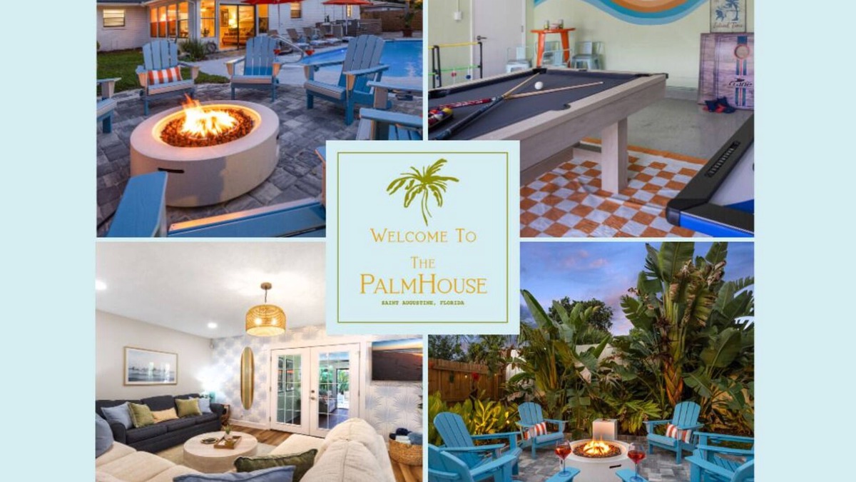 St. Augustine House | NEW! Heated Pool, FirePit, Game Rm, Walk to Amp.