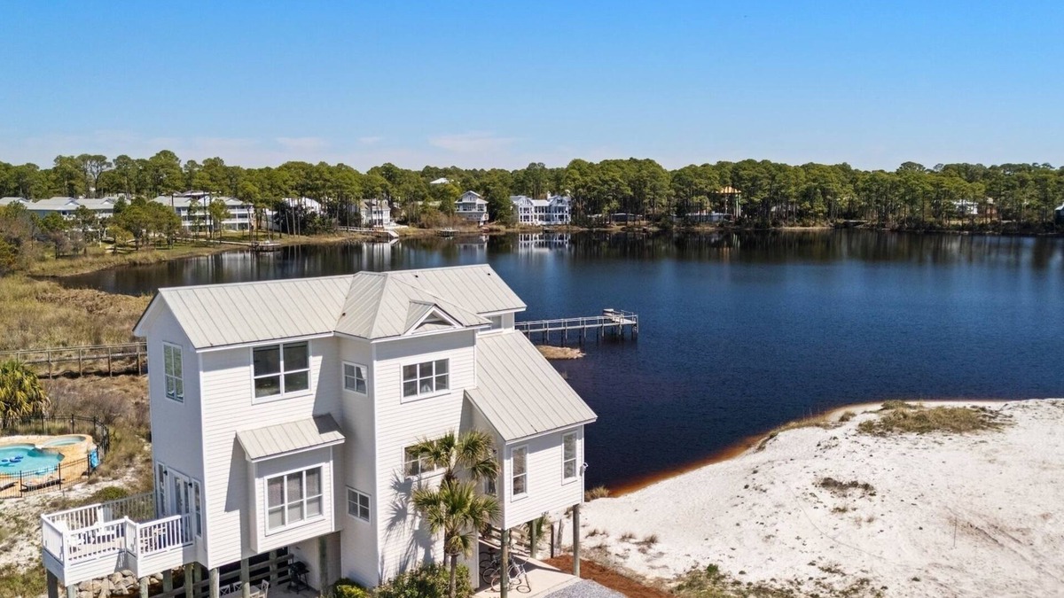 Dune Allen Beach Apartment | New Listing! Gulf and Lake Views! Private Dock! Beach Access Just Across the Street! Bikes!