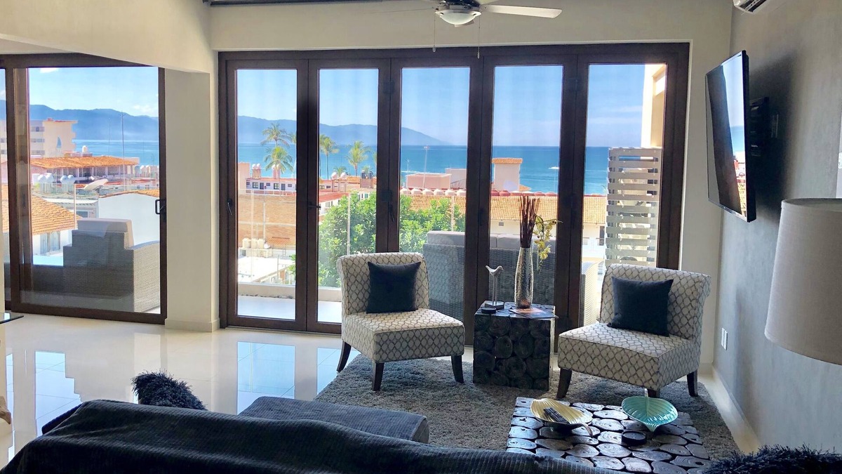 Puerto Vallarta Condo | New top floor ocean view quiet side at Nayri 1 block from beach