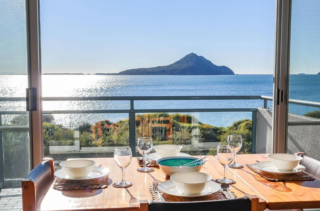 Nelson Bay Apartment | Ocean Shores 12 Waterfront Unit with Sensational Water Views WiFI and Air Conditioning