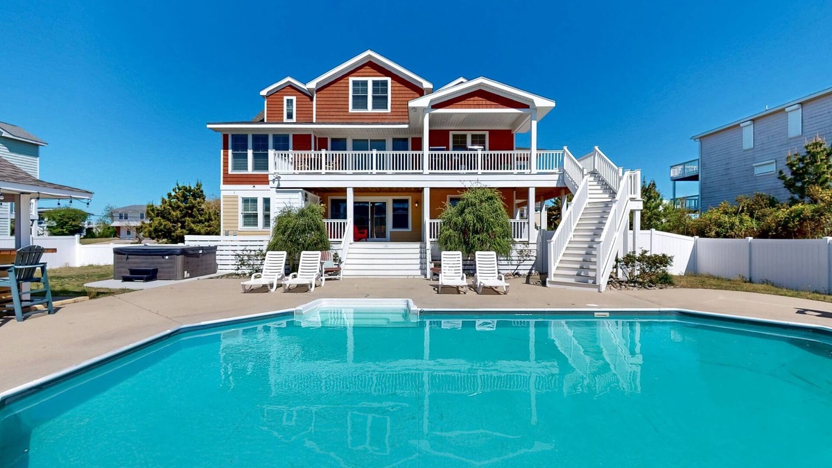 Sandbridge House | Ocean view home, steps to beach with private pool/hot tub & cabana - dogs OK