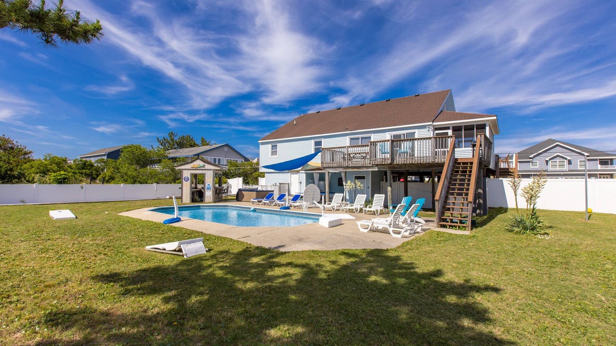 Sandbridge House | Oceanside beach house with private hot tub & pool, spacious deck, games, W/D, AC