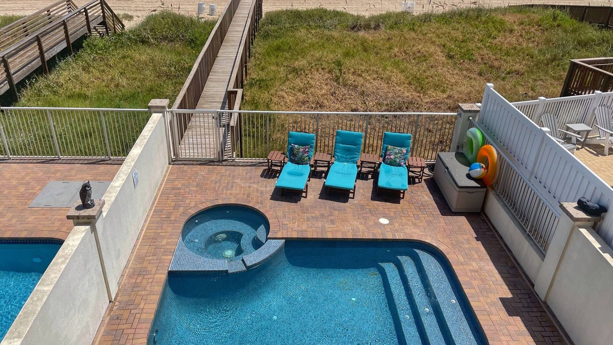South Padre Island House | “On” the Beach, not CLOSE! Affordable Luxury. Private Boardwalk, Pool, Hot Tub!