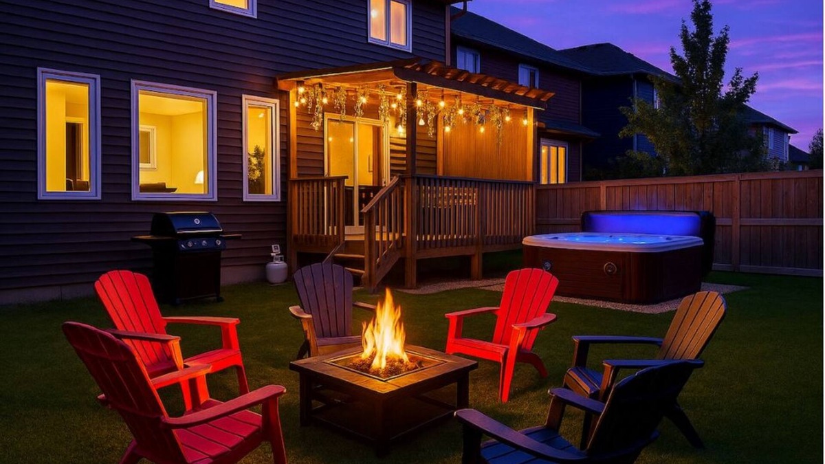 West Edmonton House | Outdoor Oasis-Hottub-BBQ-Firetable-AC-KingBd-85"TV