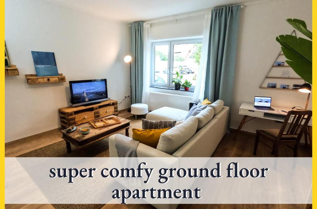 Linkenheim-Hochstetten Apartment | Parterre Lounge mit Terrasse -Nähe Karlsruhe & KIT - ohne Treppen -barrierefreie Dusche