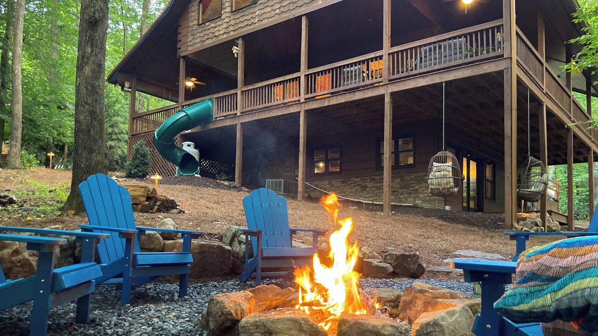 Morganton Cabin | Peaceful Cabin Getaway, Deck slide, Hot Tub, Game Room