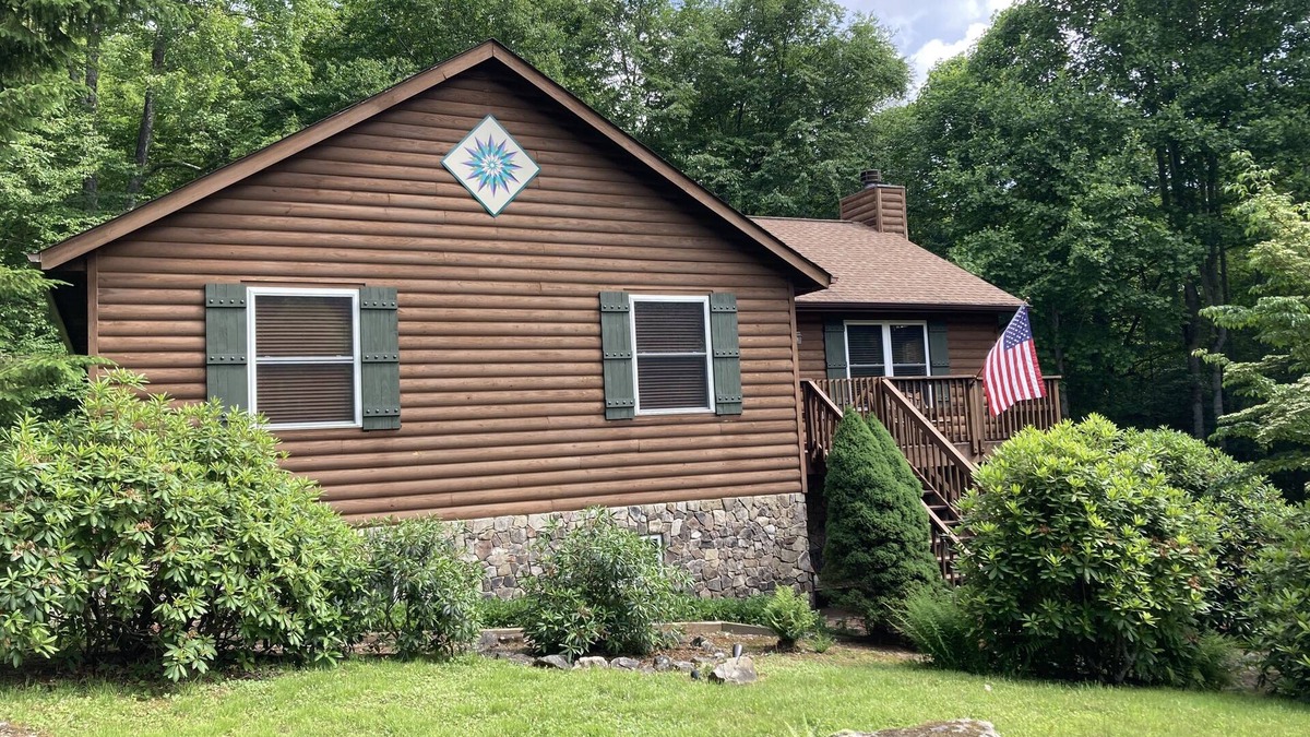 Ogle Meadows Cabin | Peaceful mountain living! Backyard creek, hot tub, fire pit with mountain views