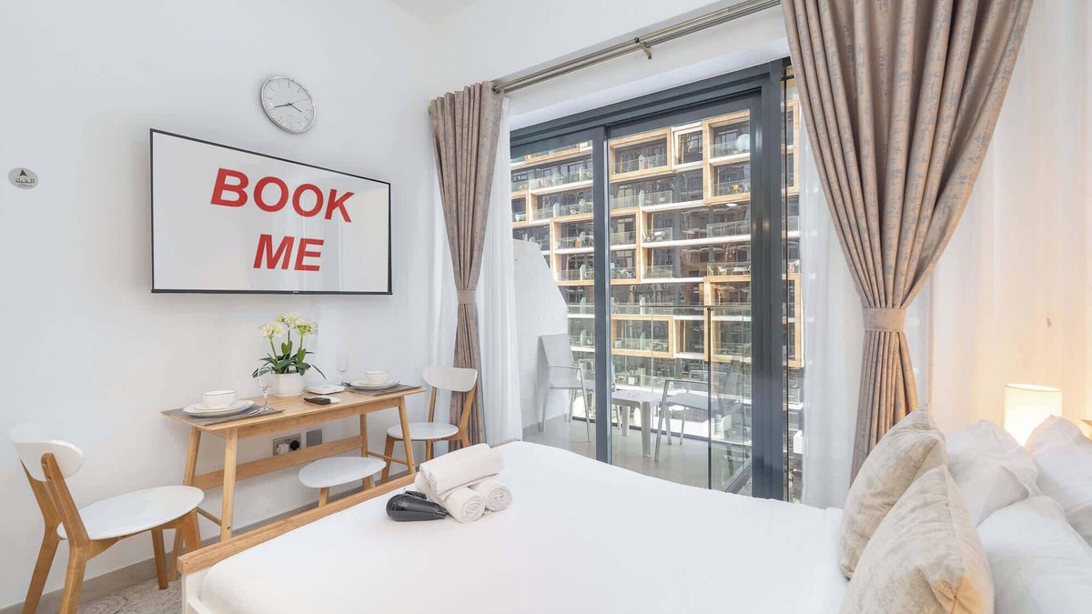Nad Al Sheba Apartment | Peaceful Studio in Azizi Riviera 38 with Pool View