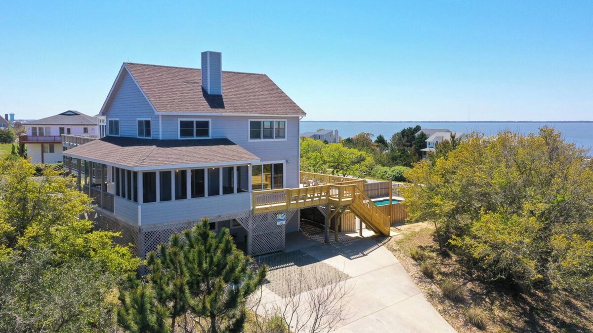 Carolina Dunes House | Pet-friendly oceanside Duck home w/pool, hot tub, sound and sunset views!