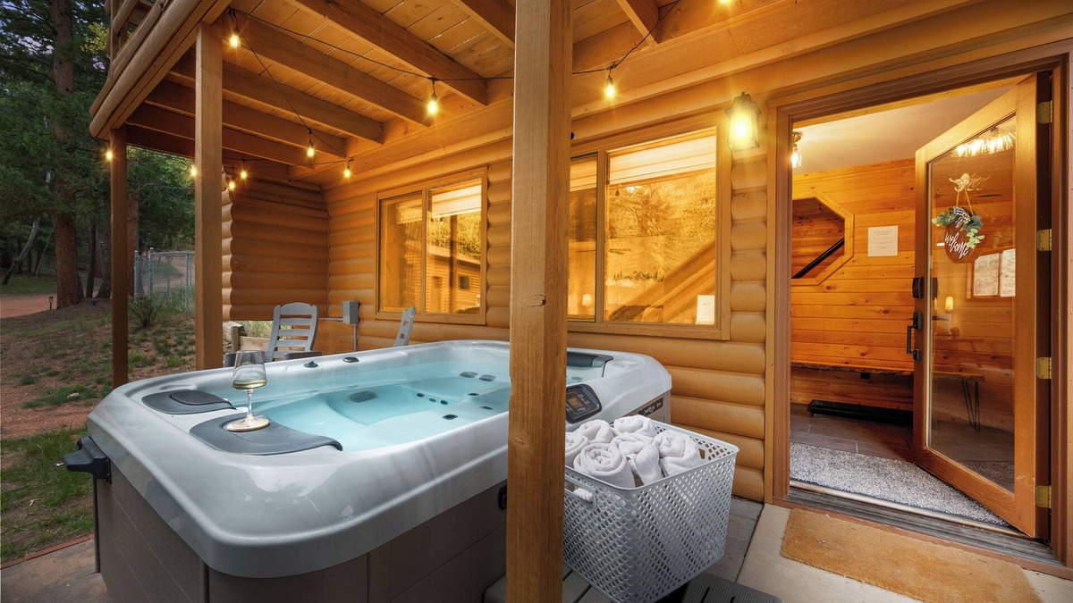 Spring Valley Cabin | Pikes Peak Colorado Modern Cabin Retreat: Hot Tub, Arcade, Trails, Peaceful