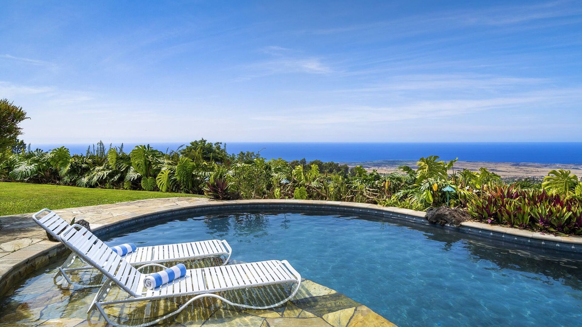 Kona Palisades House | Piko Nani: Luxurious Oceanview Getaway w/Private Pool & Spa and Serene Lanai