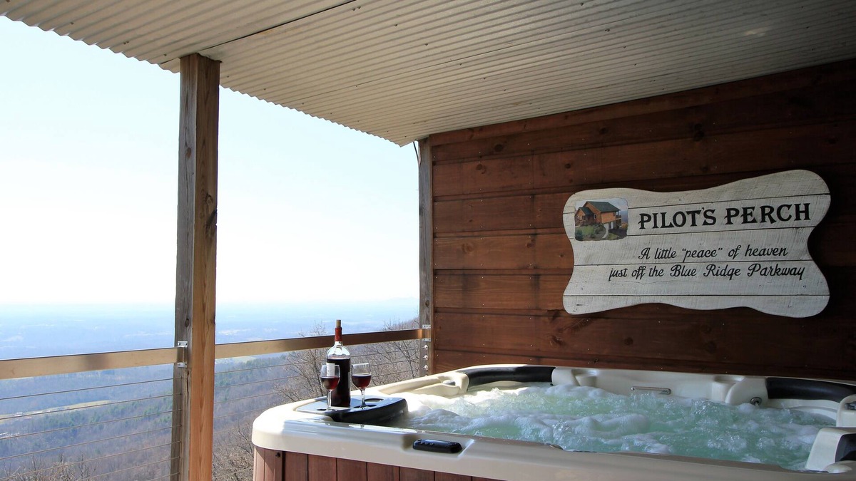 Cana Cabin | Pilot's Perch ~ Luxurious Blue Ridge Cabin with Breathtaking View from Hot Tub
