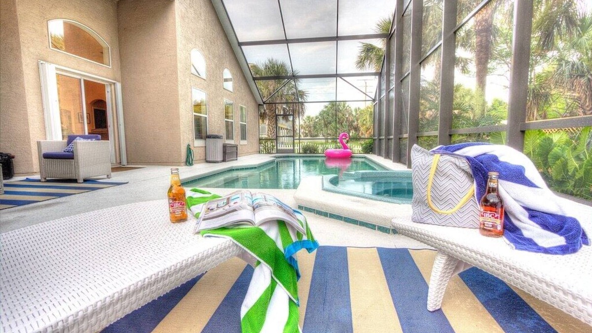 Vilano Beach House | Pink Flamingo! Pool/Spa, Lanai, Steps to Beach & Park