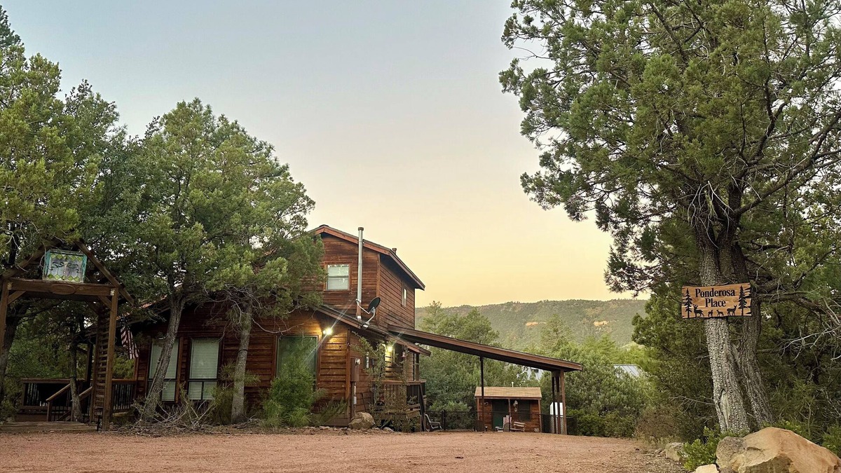 Pine Cabin | Ponderosa Place, Charming Cabin with Large Deck and Mountain View, Veteran Owned