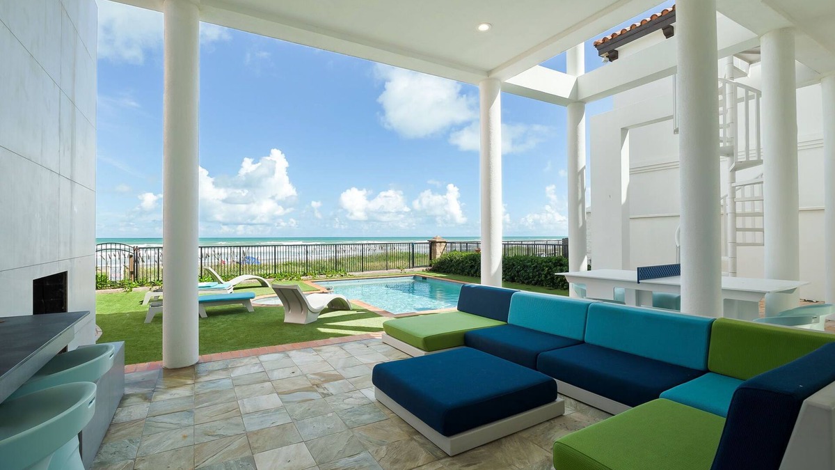 South Padre Island House | Premier Beachfront Home with Private Pool & Movie Theater!