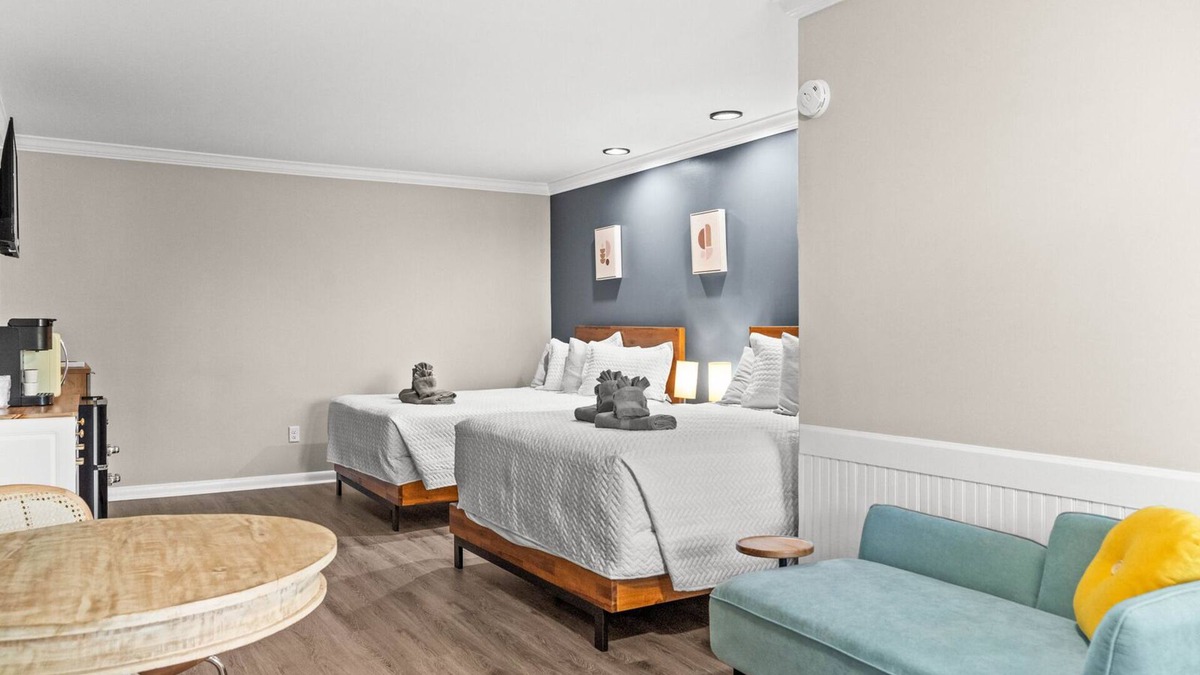 Carolina Beach Hotel | Premium Double Queen Room Hotel- 2 Pools, Near Beach/Boardwalk, No Pets Allowed