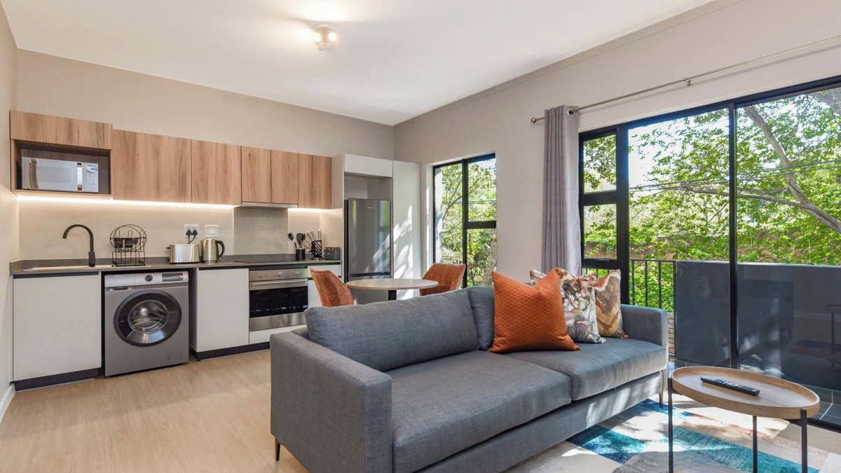 Greater Johannesburg Metropolitan Area Apartment | Private Balcony and Lush Comfort | Elegant Apartment