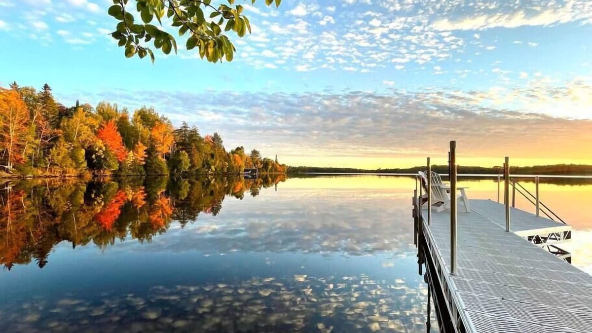 Presque Isle Cabin | Private Lakefront Stay with Beautiful Sunset Views, Kayaks, & Kid’s Arean