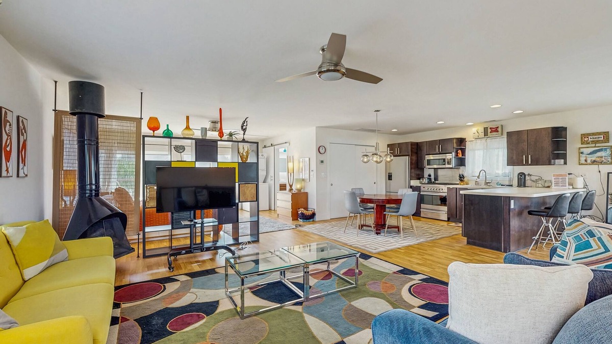 Rehoboth Beach Apartment | Rehoboth Beach studios with kitchen, balcony, WFH area, AC, & fireplace