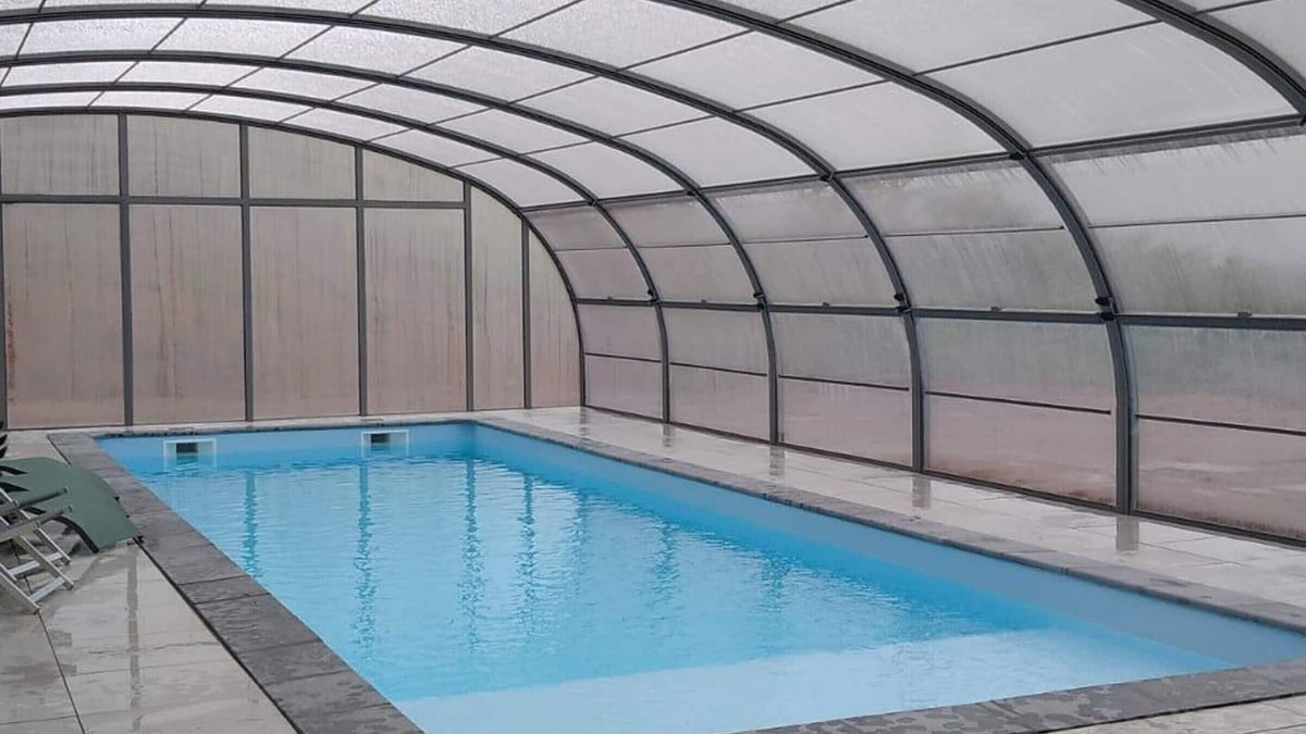 Sail-les-Bains Cottage | Renovated farmhouse, large living room, heated pool, single-story, 14 people