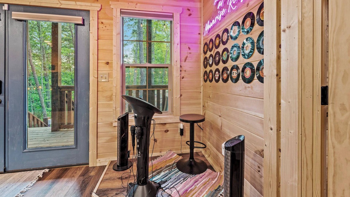 Sevierville Cabin | Reserve New Cabin for Fall w/karaoke, theater, game room, trails, firepit!