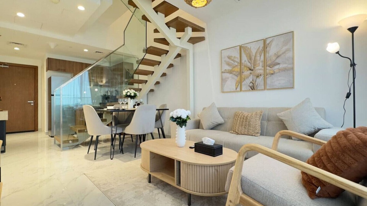 Masdar City Apartment | Rooftop Luxury: 2BR Haven with Jacuzzi & Views
