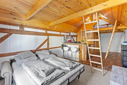 Trebbin Apartment | Sabina Mounteurwohnung Dachboden I 55 Zoll TV I Schlafcouch mit 20cm Matraze 2 weitere Schlafplätze I Küche I Bad