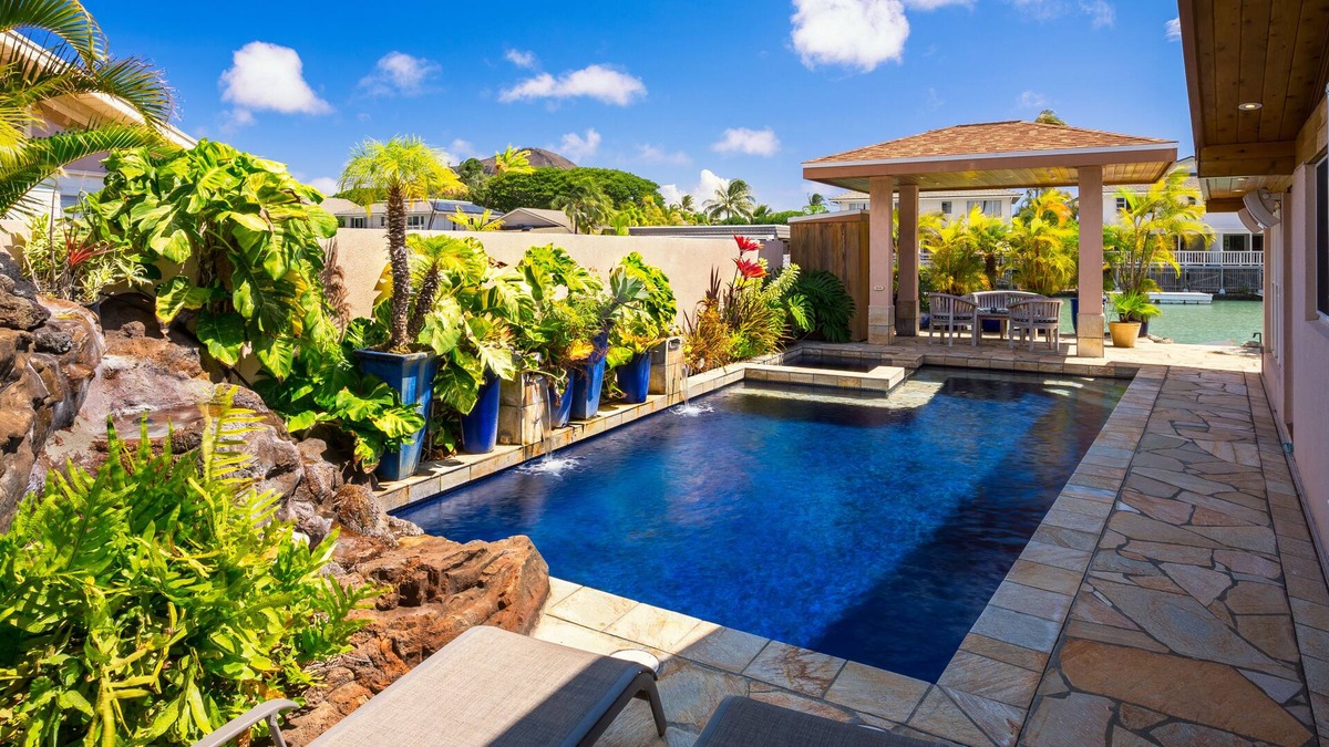 Portlock House | Secluded waterfront home-lava waterfall, saltwater pool, spa, sauna