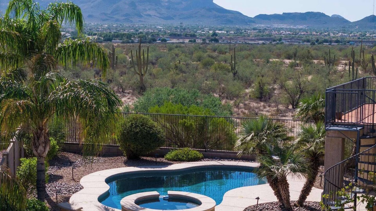 Hartman Vistas House | Serene desert escape with stunning mountain views, and private heated pool/spa.