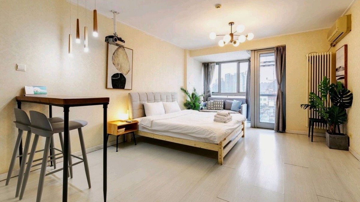 Downtown Beijing Apartment | Shiny Movie Night High Rise View