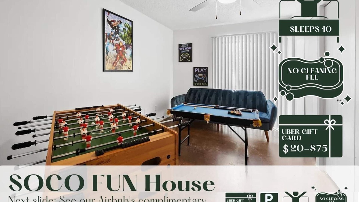 Bouldin Apartment | SOCO FUN HOUSE |Sleeps 10 |Free Pkg |Downtown