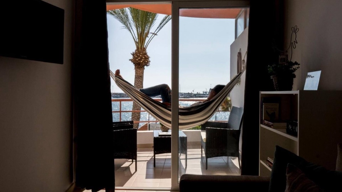 Las Galletas Apartment | Song of the Sea: ocean balcony stairs to the sea